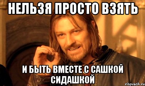 нельзя просто взять и быть вместе с сашкой сидашкой, Мем Нельзя просто так взять и (Боромир мем)