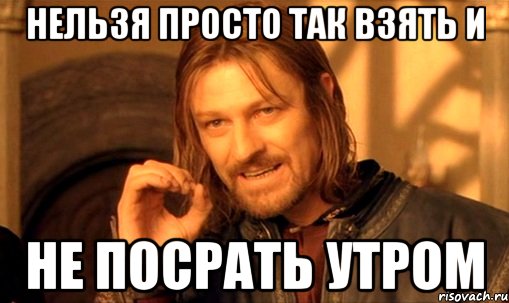 нельзя просто так взять и не посрать утром, Мем Нельзя просто так взять и (Боромир мем)