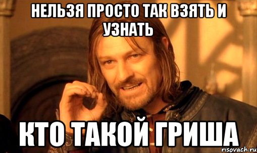 нельзя просто так взять и узнать кто такой гриша, Мем Нельзя просто так взять и (Боромир мем)