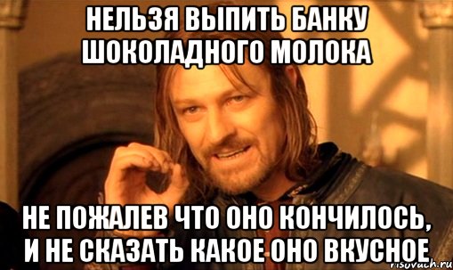 нельзя выпить банку шоколадного молока не пожалев что оно кончилось, и не сказать какое оно вкусное, Мем Нельзя просто так взять и (Боромир мем)