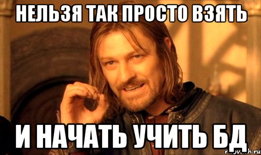 нельзя так просто взять и начать учить бд, Мем Нельзя просто так взять и (Боромир мем)