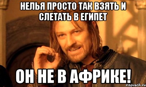 нелья просто так взять и слетать в египет он не в африке!, Мем Нельзя просто так взять и (Боромир мем)