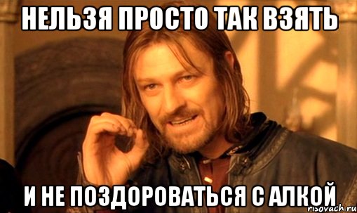 нельзя просто так взять и не поздороваться с алкой, Мем Нельзя просто так взять и (Боромир мем)