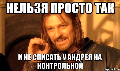 нельзя просто так и не списать у андрея на контрольной, Мем Нельзя просто так взять и (Боромир мем)