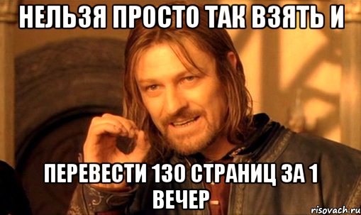 нельзя просто так взять и перевести 130 страниц за 1 вечер, Мем Нельзя просто так взять и (Боромир мем)