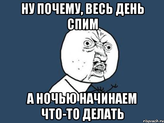 ну почему, весь день спим а ночью начинаем что-то делать, Мем Ну почему