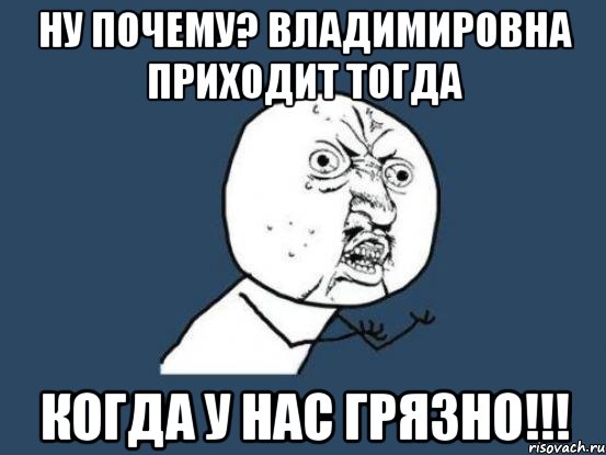 ну почему? владимировна приходит тогда когда у нас грязно!!!, Мем Ну почему