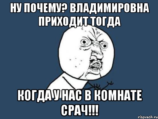 ну почему? владимировна приходит тогда когда у нас в комнате срач!!!, Мем Ну почему