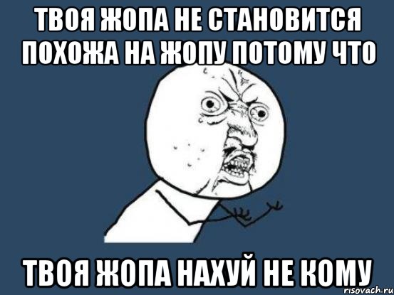 твоя жопа не становится похожа на жопу потому что твоя жопа нахуй не кому, Мем Ну почему