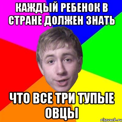 каждый ребенок в стране должен знать что все три тупые овцы, Мем Потому что я модник