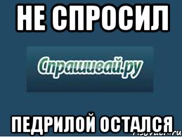 не спросил педрилой остался, Мем спрашивай