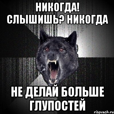 Никогда слышишь никогда. Никогда слышите никогда. Никогда не делай. Больше так не делай. Никогда больше.