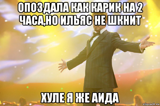 опоздала как карик на 2 часа,но ильяс не шкнит хуле я же аида, Мем Тони Старк (Роберт Дауни младший)