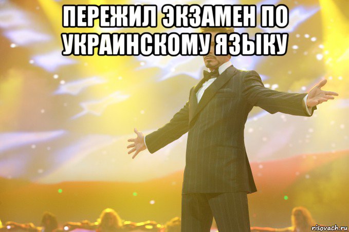 пережил экзамен по украинскому языку , Мем Тони Старк (Роберт Дауни младший)