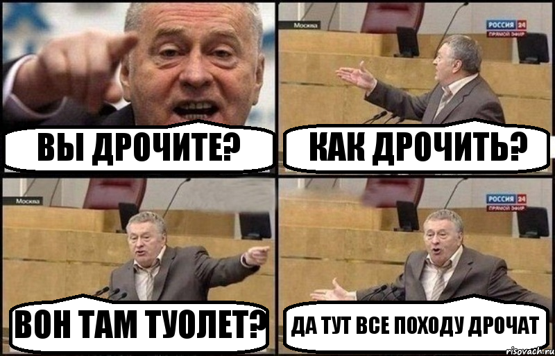 ВЫ ДРОЧИТЕ? КАК ДРОЧИТЬ? ВОН ТАМ ТУОЛЕТ? ДА ТУТ ВСЕ ПОХОДУ ДРОЧАТ, Комикс Жириновский