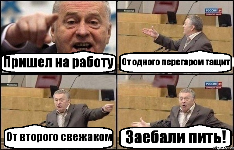 Пришел на работу От одного перегаром тащит От второго свежаком Заебали пить!, Комикс Жириновский