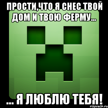 прости,что я снес твой дом и твою ферму... ... я люблю тебя!, Мем Creeper