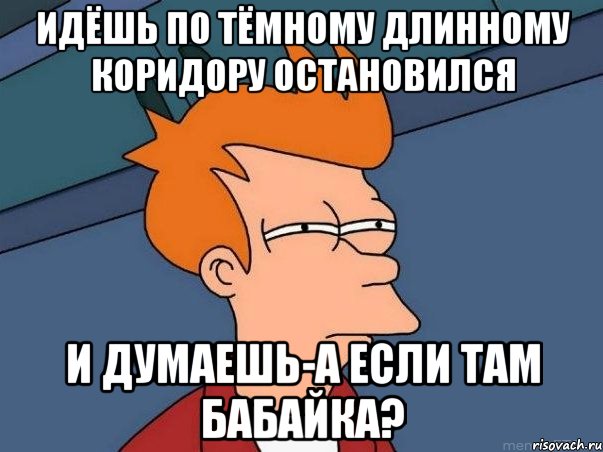 идёшь по тёмному длинному коридору остановился и думаешь-а если там бабайка?, Мем  Фрай (мне кажется или)