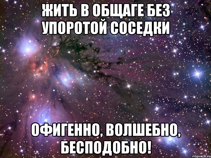 жить в общаге без упоротой соседки офигенно, волшебно, бесподобно!, Мем Космос