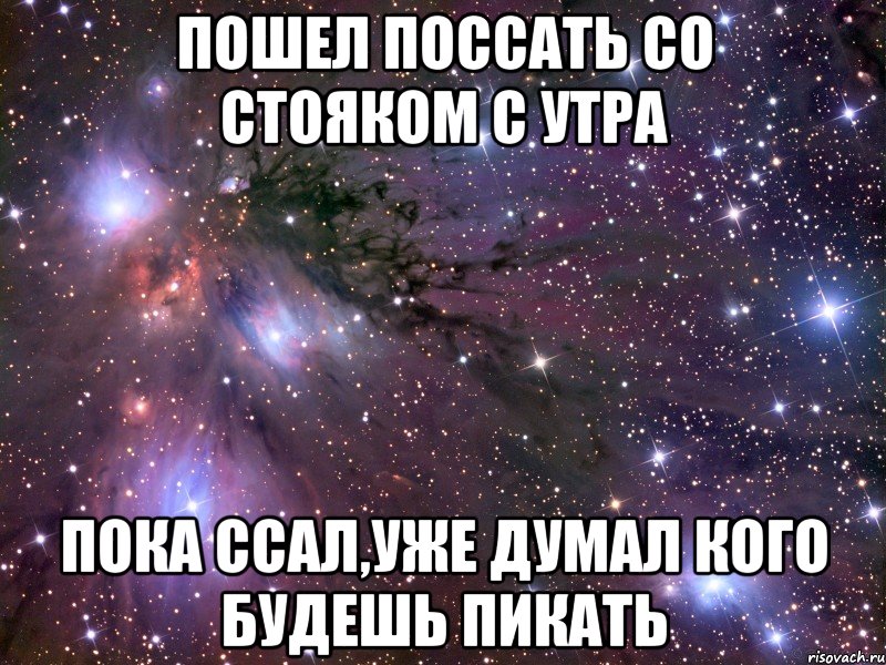 пошел поссать со стояком с утра пока ссал,уже думал кого будешь пикать, Мем Космос