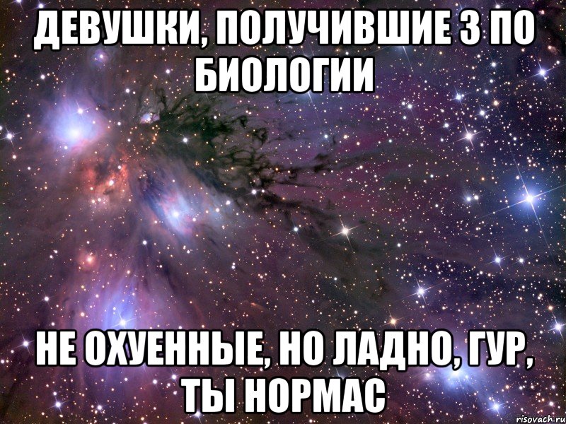 девушки, получившие 3 по биологии не охуенные, но ладно, гур, ты нормас, Мем Космос