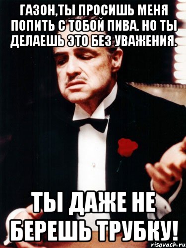 газон,ты просишь меня попить с тобой пива. но ты делаешь это без уважения. ты даже не берешь трубку!