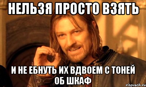 нельзя просто взять и не ебнуть их вдвоем с тоней об шкаф, Мем Нельзя просто так взять и (Боромир мем)