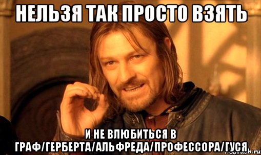 нельзя так просто взять и не влюбиться в граф/герберта/альфреда/профессора/гуся, Мем Нельзя просто так взять и (Боромир мем)