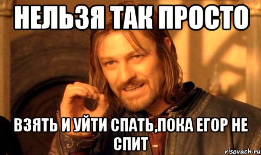 нельзя так просто взять и уйти спать,пока егор не спит, Мем Нельзя просто так взять и (Боромир мем)