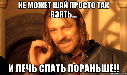 не может шай просто так взять... и лечь спать пораньше!!, Мем Нельзя просто так взять и (Боромир мем)