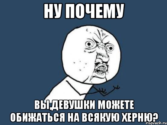 ну почему вы,девушки можете обижаться на всякую херню?, Мем Ну почему