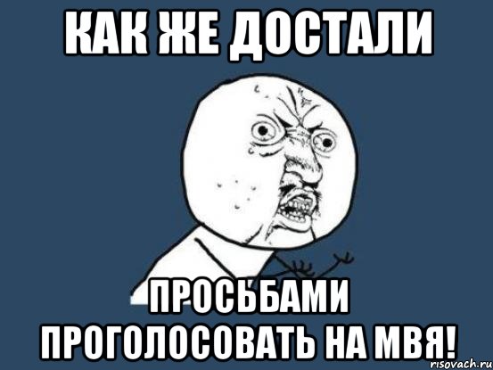 как же достали просьбами проголосовать на мвя!, Мем Ну почему