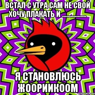 встал с утра сам не свой хочу плакать и ................. я становлюсь жоориикоом, Мем Омская птица