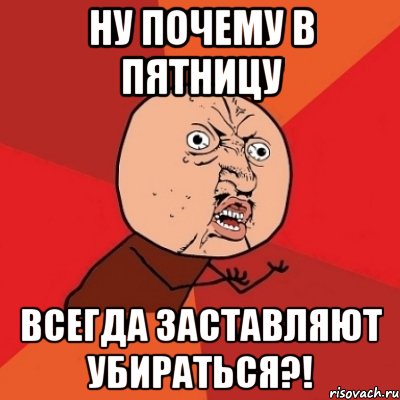 ну почему в пятницу всегда заставляют убираться?!, Мем Почему