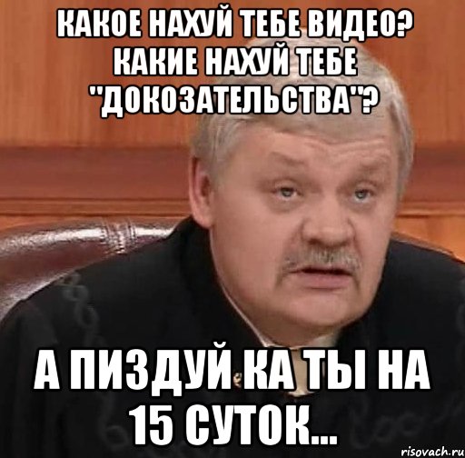 какое нахуй тебе видео? какие нахуй тебе "докозательства"? а пиздуй ка ты на 15 суток..., Мем Судья