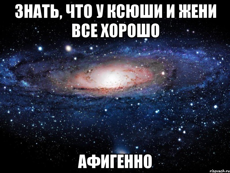 знать, что у ксюши и жени все хорошо афигенно, Мем Вселенная