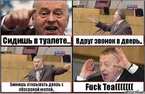 Сидишь в туалете... Вдруг звонок в дверь.. Бижишь открывать дверь с обосроной жопой.. Fuck Tea(((((((, Комикс жиреновский