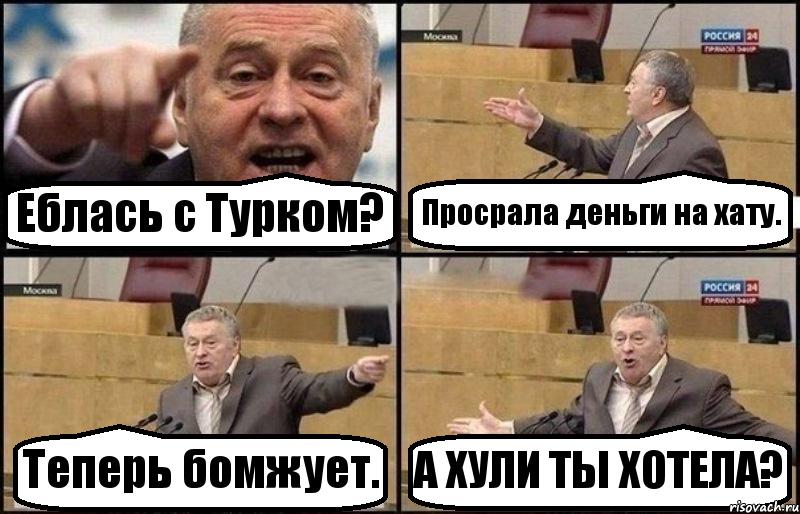 Еблась с Турком? Просрала деньги на хату. Теперь бомжует. А ХУЛИ ТЫ ХОТЕЛА?, Комикс Жириновский