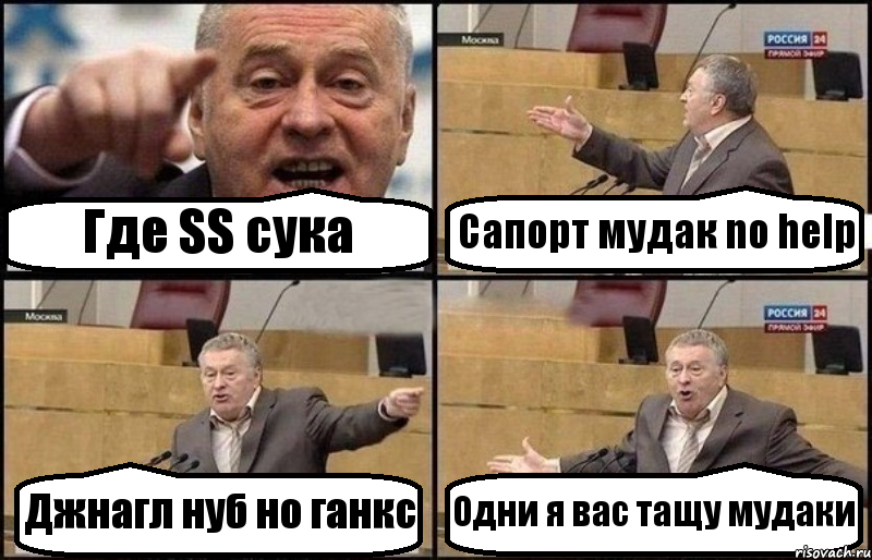 Где SS сука Сапорт мудак no help Джнагл нуб но ганкс Одни я вас тащу мудаки, Комикс Жириновский