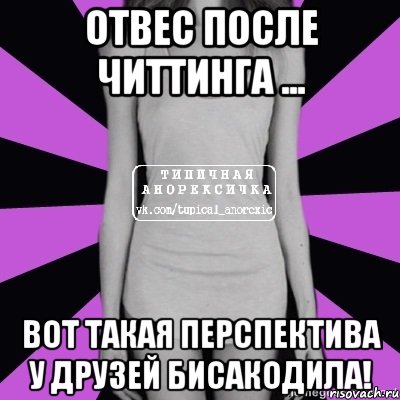 отвес после читтинга ... вот такая перспектива у друзей бисакодила!, Мем Типичная анорексичка