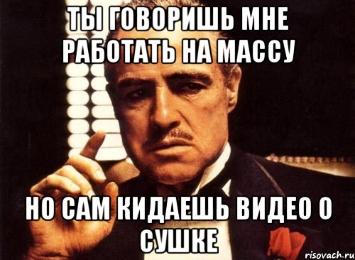 ты говоришь мне работать на массу но сам кидаешь видео о сушке, Мем крестный отец