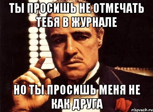 ты просишь не отмечать тебя в журнале но ты просишь меня не как друга, Мем крестный отец