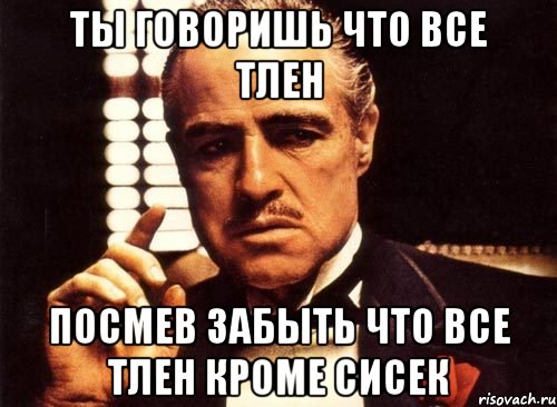 ты говоришь что все тлен посмев забыть что все тлен кроме сисек, Мем крестный отец