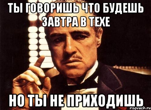 ты говоришь что будешь завтра в техе но ты не приходишь, Мем крестный отец