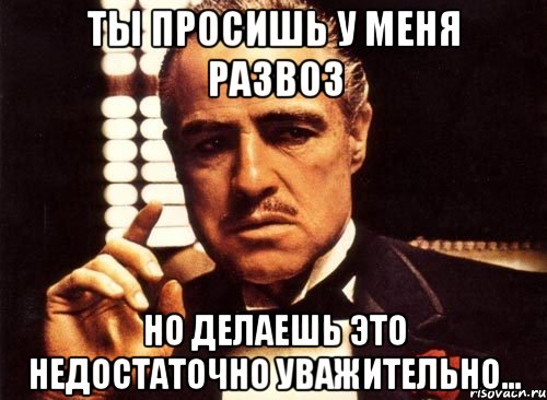 ты просишь у меня развоз но делаешь это недостаточно уважительно..., Мем крестный отец