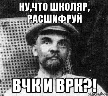 ну,что школяр, расшифруй вчк и врк?!, Мем   Ленин удивлен