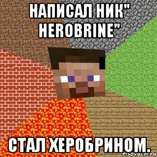 написал ник" herobrine" стал херобрином., Мем Миникрафтер