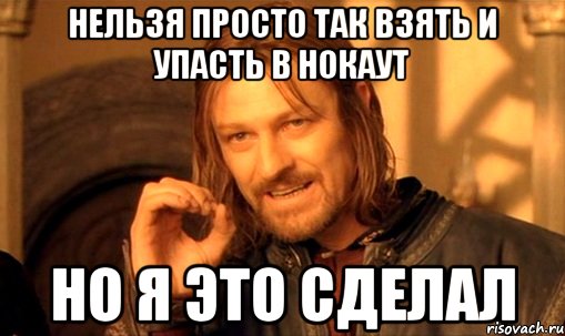 нельзя просто так взять и упасть в нокаут но я это сделал, Мем Нельзя просто так взять и (Боромир мем)