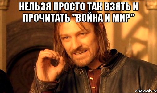 нельзя просто так взять и прочитать "война и мир" , Мем Нельзя просто так взять и (Боромир мем)