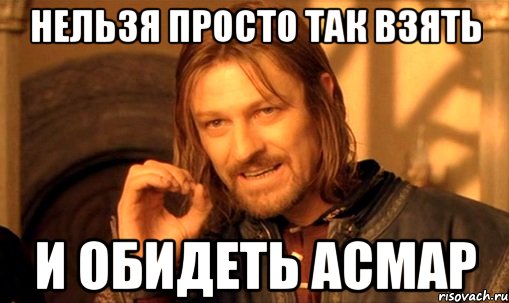 нельзя просто так взять и обидеть асмар, Мем Нельзя просто так взять и (Боромир мем)